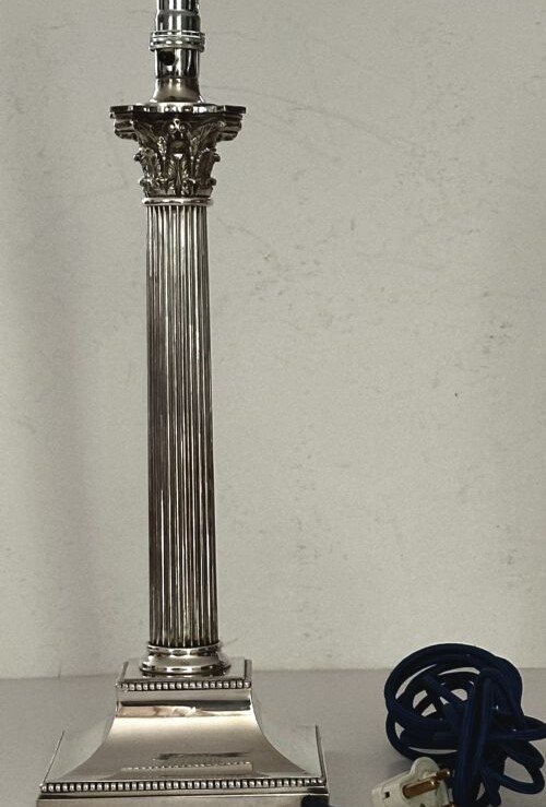 Silver Plated Column Table Lamp