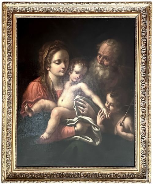 17th Century Oil on Canvas of The Holy Family in the manner of Carlo Maratta (1625-1713)