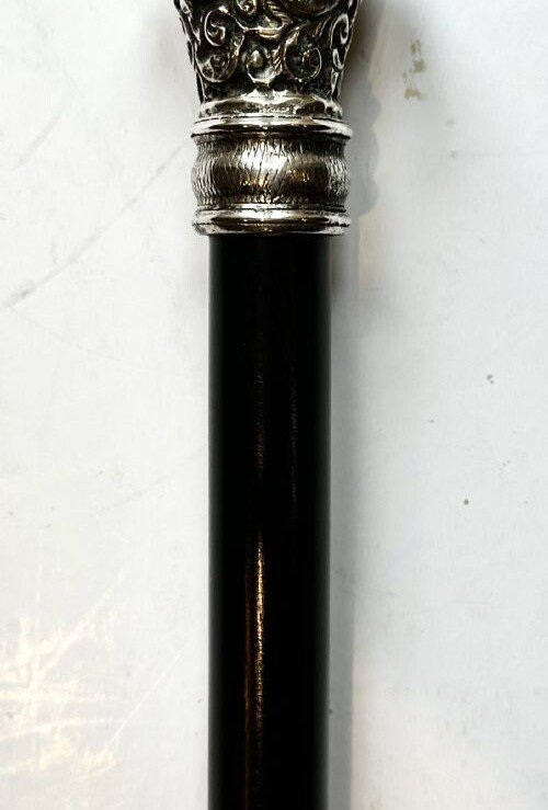Ebony Walking Cane with Sliver Pommel
