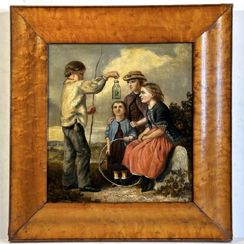 Oil On Panel in Burr Maple Frame