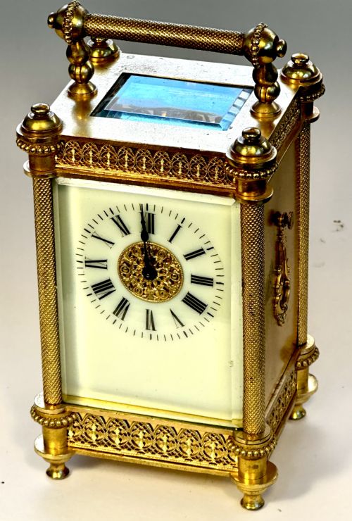 French Gilt Brass Carriage Clock