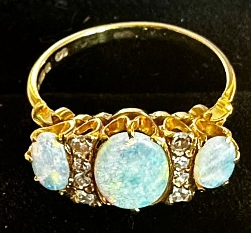 Opal and Diamond Ring , set in 18ct Gold