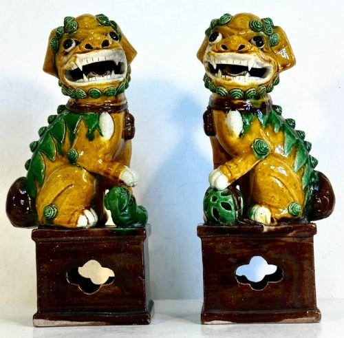 Pair of Chinese Buddhist Temple Lions.