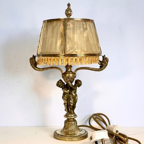 Italian Table Lamp in Gilt Brass and Bronze