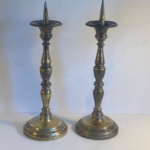 Pair of Bronze Church Candlesticks