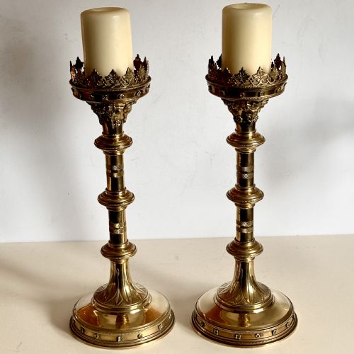 Pair of Ecclesiastical Brass  Candlesticks