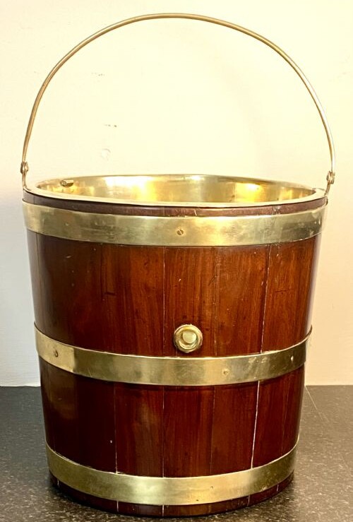 Georgian Irish Peat Bucket with Brass Liner