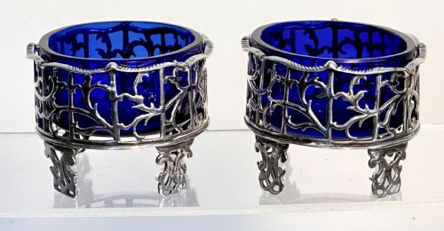 Pair of Georgian Silver Salts with Glass Liners
