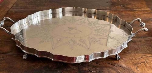 Silver Ptated Gallery Tray of Large Proportions