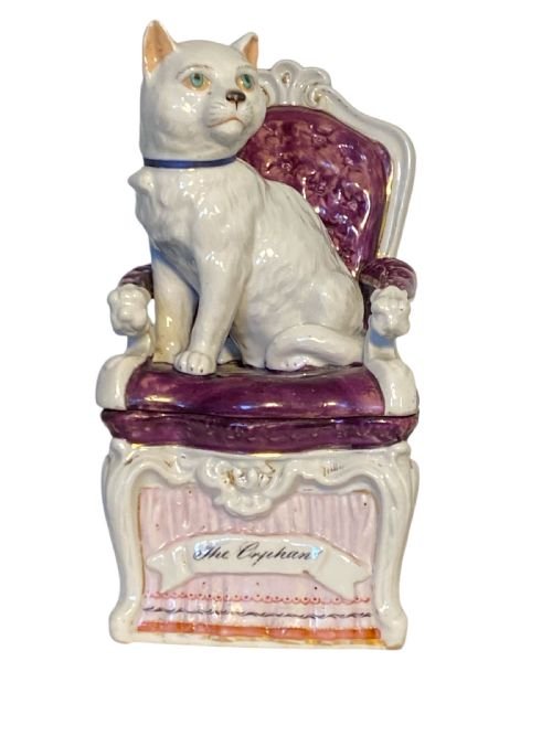 German  Porcelain Tobacco Jar in the Form of a Ca