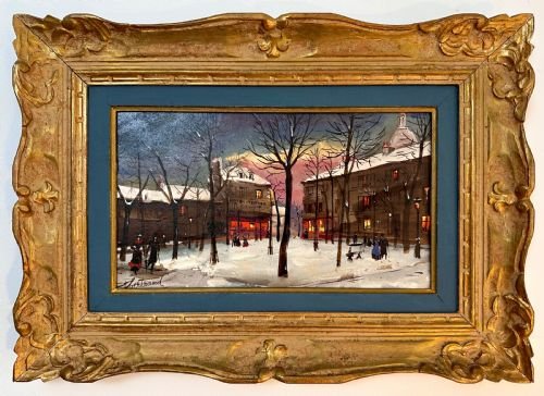 Oil Painting on Board depicting Montmartre in Winter