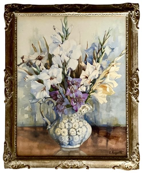 Watercolour Painting of Gladioli in a Jug