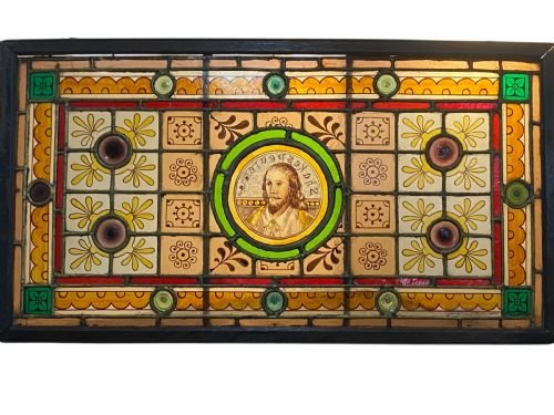 Stained Glass Panel  with Shakespeare emblem