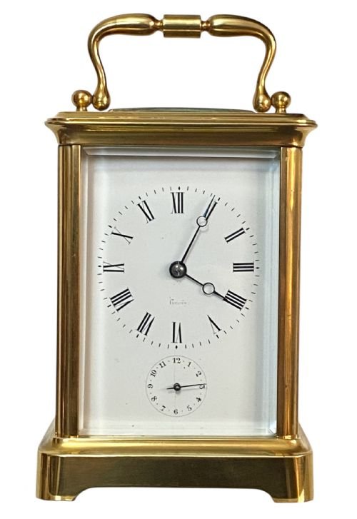 Swiss Eight Day Carriage Clock with Alarm, in original leather
