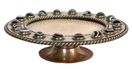 Bronze Tazza with Agate Cabochons