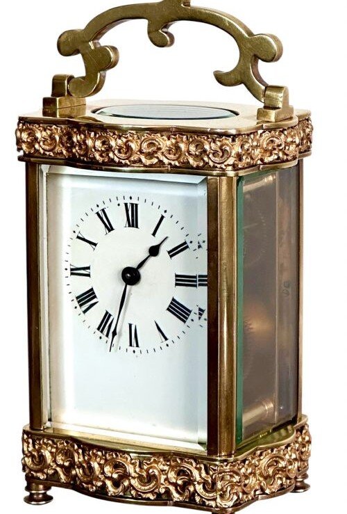 French  Serpentine Carriage Clock by Duverdrey & Bloquel.