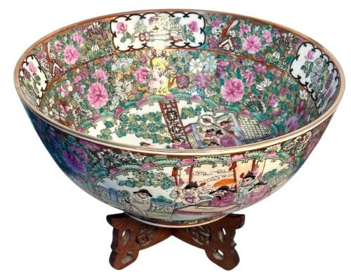 Chinese Famille Rose Bowl on Stand