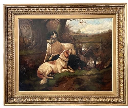 Oil on Canvas after John Sargent Noble (1848-1896) "Gun Dogs with the Day's Bag"